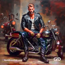 Leather and Harley. Men in Leather with Harley-Davidson bikes. Oil paintings. Stable Diffusion with SDXL