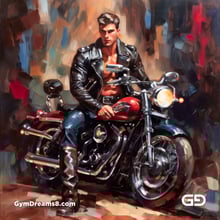 Leather and Harley. Men in Leather with Harley-Davidson bikes. Oil paintings. Stable Diffusion with SDXL