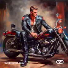 Leather and Harley. Men in Leather with Harley-Davidson bikes. Oil paintings. Stable Diffusion with SDXL