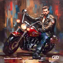 Leather and Harley. Men in Leather with Harley-Davidson bikes. Oil paintings. Stable Diffusion with SDXL