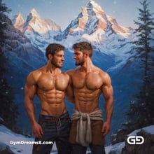 Love at Matterhorn. Gay lovers at the Swiss Alps. Stable Diffusion SDXL + Virile Fantasy.