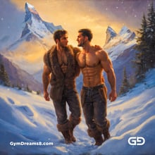 Love at Matterhorn. Gay lovers at the Swiss Alps. Stable Diffusion SDXL + Virile Fantasy.