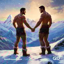 Love at Matterhorn. Gay lovers at the Swiss Alps. Stable Diffusion SDXL + Virile Fantasy.