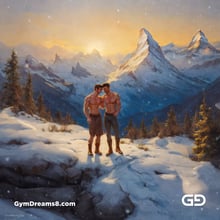 Love at Matterhorn. Gay lovers at the Swiss Alps. Stable Diffusion SDXL + Virile Fantasy.
