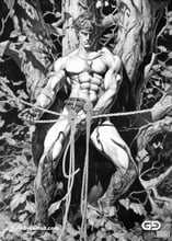 Roman Soldier and Rope. Pencil drawings. Midjourney.