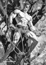 Roman Soldier and Rope. Pencil drawings. Midjourney.