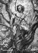 Roman Soldier and Rope. Pencil drawings. Midjourney.