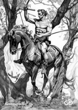 Roman Soldier and Rope. Pencil drawings. Midjourney.