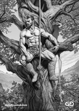 Roman Soldier and Rope. Pencil drawings. Midjourney.