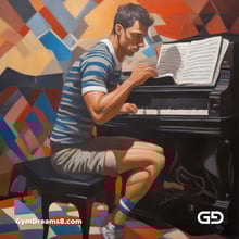 Piano, Stripes, Sneakers. Paintings, with Stable Diffusion and SDXL.