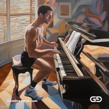 Piano, Stripes, Sneakers. Paintings, with Stable Diffusion and SDXL.