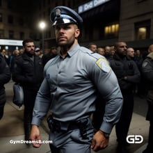 Police. Portraits of police officers, rendered as photographs with Stable Diffusion and Virile Reality v3 Beta.