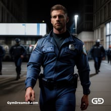 Police. Portraits of police officers, rendered as photographs with Stable Diffusion and Virile Reality v3 Beta.