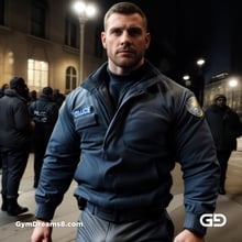 Police. Portraits of police officers, rendered as photographs with Stable Diffusion and Virile Reality v3 Beta.