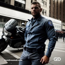 Police. Portraits of police officers, rendered as photographs with Stable Diffusion and Virile Reality v3 Beta.