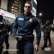 Police. Portraits of police officers, rendered as photographs with Stable Diffusion and Virile Reality v3 Beta.