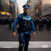 Police. Portraits of police officers, rendered as photographs with Stable Diffusion and Virile Reality v3 Beta.