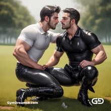 Polo, Suddenly Gay. Photorealistic 3d render of men playing a game of polo, kissing, with Stable Diffusion and Airfuck’s Wild Mix.