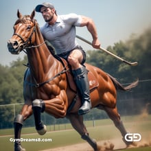 Polo, Suddenly Gay. Photorealistic 3d render of men playing a game of polo, kissing, with Stable Diffusion and Airfuck’s Wild Mix.