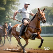 Polo, Suddenly Gay. Photorealistic 3d render of men playing a game of polo, kissing, with Stable Diffusion and Airfuck’s Wild Mix.