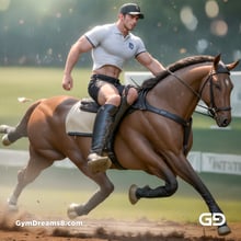 Polo, Suddenly Gay. Photorealistic 3d render of men playing a game of polo, kissing, with Stable Diffusion and Airfuck’s Wild Mix.