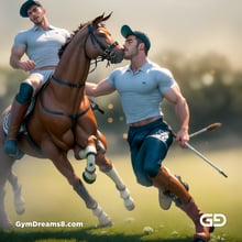 Polo, Suddenly Gay. Photorealistic 3d render of men playing a game of polo, kissing, with Stable Diffusion and Airfuck’s Wild Mix.