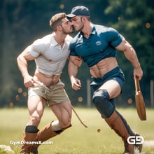 Polo, Suddenly Gay. Photorealistic 3d render of men playing a game of polo, kissing, with Stable Diffusion and Airfuck’s Wild Mix.