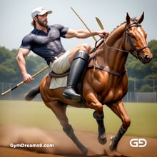 Polo, Suddenly Gay. Photorealistic 3d render of men playing a game of polo, kissing, with Stable Diffusion and Airfuck’s Wild Mix.