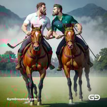 Polo, Suddenly Gay. Photorealistic 3d render of men playing a game of polo, kissing, with Stable Diffusion and Airfuck’s Wild Mix.