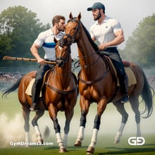 Polo, Suddenly Gay. Photorealistic 3d render of men playing a game of polo, kissing, with Stable Diffusion and Airfuck’s Wild Mix.