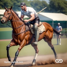 Polo, Suddenly Gay. Photorealistic 3d render of men playing a game of polo, kissing, with Stable Diffusion and Airfuck’s Wild Mix.