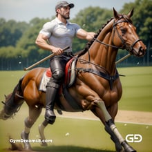 Polo, Suddenly Gay. Photorealistic 3d render of men playing a game of polo, kissing, with Stable Diffusion and Airfuck’s Wild Mix.