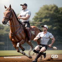 Polo, Suddenly Gay. Photorealistic 3d render of men playing a game of polo, kissing, with Stable Diffusion and Airfuck’s Wild Mix.