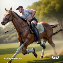 Polo, Suddenly Gay. Photorealistic 3d render of men playing a game of polo, kissing, with Stable Diffusion and Airfuck’s Wild Mix.