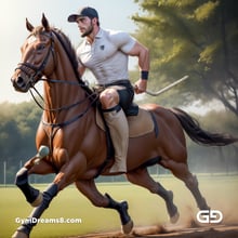 Polo, Suddenly Gay. Photorealistic 3d render of men playing a game of polo, kissing, with Stable Diffusion and Airfuck’s Wild Mix.