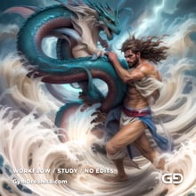 Young Poseidon wrestling a sea dragon. Photorealistic paintings, Stable Diffusion with Airfuck’s Brute Mix and Line Art Control Net.