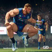 Rugby, Suddenly Gay. Sweat. Rain. Tackle, created with Stable Diffusion and Virile Animation.