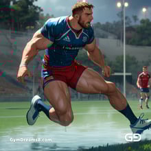 Rugby, Suddenly Gay. Sweat. Rain. Tackle, created with Stable Diffusion and Virile Animation.