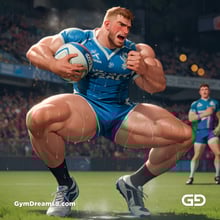 Rugby, Suddenly Gay. Sweat. Rain. Tackle, created with Stable Diffusion and Virile Animation.