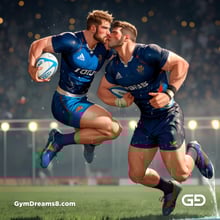 Rugby, Suddenly Gay. Sweat. Rain. Tackle, created with Stable Diffusion and Virile Animation.