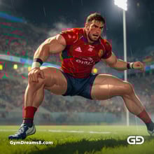 Rugby, Suddenly Gay. Sweat. Rain. Tackle, created with Stable Diffusion and Virile Animation.