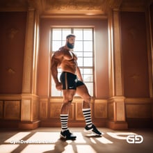 Rugby, Teddy, Stripes. Men in long rugby socks with teddy bears. Rendered in Stable Diffusion with SDXL.