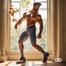 Rugby, Teddy, Stripes. Men in long rugby socks with teddy bears. Rendered in Stable Diffusion with SDXL.