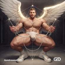 Seed of Life - Angel in Jockstrap. Sacred Geometry series. Stable Diffusion, Virile Fusion, and Control Net.