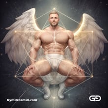 Seed of Life - Angel in Jockstrap. Sacred Geometry series. Stable Diffusion, Virile Fusion, and Control Net.
