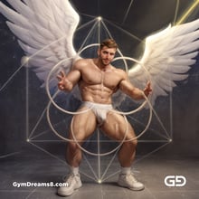 Seed of Life - Angel in Jockstrap. Sacred Geometry series. Stable Diffusion, Virile Fusion, and Control Net.