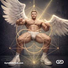 Seed of Life - Angel in Jockstrap. Sacred Geometry series. Stable Diffusion, Virile Fusion, and Control Net.