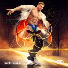 Seed of Life - Jock in Red. Sacred Geometry series. Stable Diffusion and Demon with Latex, Jockstrap.