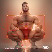 Seed of Life - Jock in Red. Sacred Geometry series. Stable Diffusion and Demon with Latex, Jockstrap.