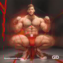 Seed of Life - Jock in Red. Sacred Geometry series. Stable Diffusion and Demon with Latex, Jockstrap.